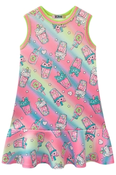 Vestido Infantil Kukie Verão Milk Shake em tom neon