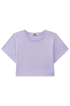 Blusa Infantil e Juvenil Kukie Boxy lilás manga curta