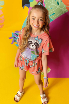 Conjunto Infantil Kukie Cropped Guaxinim coleção Alecrim