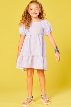 Vestido Infantil Kukie Verão Xadrez Lilás - comprar online