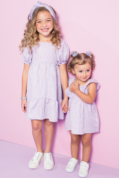 Vestido Infantil Kukie Verão Xadrez Lilás - Lipe & Lissa Kids Moda Infantil