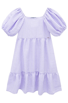 Vestido Infantil Kukie Verão Xadrez Lilás