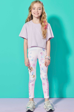 Legging Infantil e Juvenil Kukie com estampa de borboletas cachorrinho e gatinho Unicorn Vibes