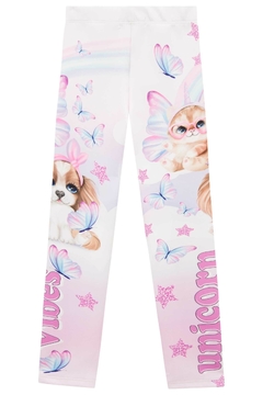 Legging Infantil e Juvenil Kukie com estampa de borboletas cachorrinho e gatinho Unicorn Vibes - Lipe & Lissa Kids Moda Infantil