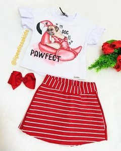 Conjunto  de blusa manga curta e shorts saia em suplex