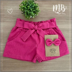 Shorts + Laço - Linho Pink