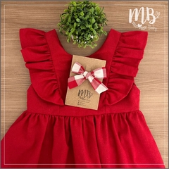 Vestido Babado Frontal - Vermelho + Laço