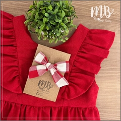 Vestido Babado Frontal - Vermelho + Laço - MB Baby