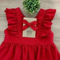 Vestido Babado Frontal - Vermelho + Laço - loja online