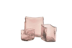 Jarrón/Florero cuadrado rosa/vidrio- Tamaño S - comprar online