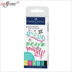 Estuche Faber Castell con 6 Pitt Artist Pen Hand Lettering, tonos pastel (7316)