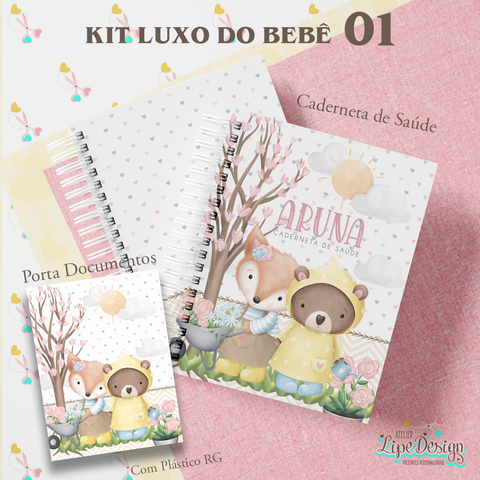 Kit Livro do Bebê, Caderneta de Vacinação, Porta Documentos e Caixa  Personalizada