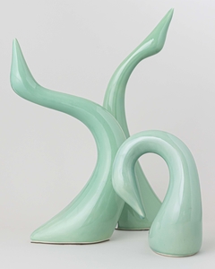 Escultura Grullas x3 Verde Aqua