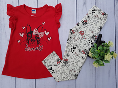 CONJUNTO INFANTIL MENINA BLUSA + LEGGING ESTAMPA BULLDOG MARLAN