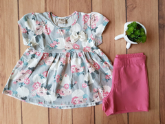 CONJUNTO INFANTIL MENINA BLUSA ESTAMPA FLOR + SHORT MILON na internet