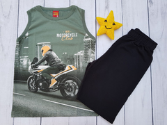 CONJUNTO INFANTIL MENINO KYLY CAMISETA REGATA E BERMUDA MOTO - comprar online