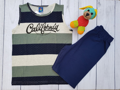 CONJUNTO INFANTIL MENINO PIPA CAMISETA REGATA BERMUDA MOLETINHO CALIFORNIA