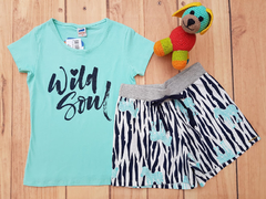 CONJUNTO INFANTIL MENINA BLUSA + SHORT ESTAMPA ZEBRA MARLAN - loja online