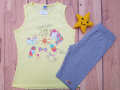 CONJUNTO INFANTIL MENINA REGATA + BERMUDA UNICORNIO MARLAN - Loja online - moda feminina e infantil - LOJA FLORBELLE