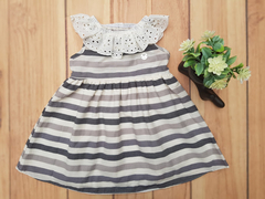 VESTIDO INFANTIL MENINA LISTRADO COM RENDA NA GOLA MILON - comprar online