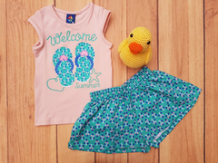 CONJUNTO INFANTIL MENINA BLUSA CHINELO E SHORT PIPA - Loja online - moda feminina e infantil - LOJA FLORBELLE