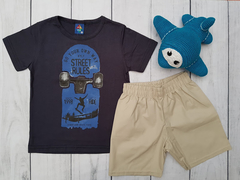 CONJUNTO INFANTIL MENINO CAMISETA STREET RULES+ BERMUDA VERÃO PIPA - Loja online - moda feminina e infantil - LOJA FLORBELLE