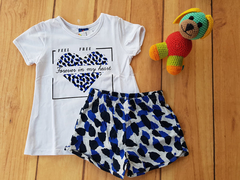 CONJUNTO INFANTIL MENINA BLUSA E SHORT ESTAMPA CORAÇÃO FOREVER PIPA