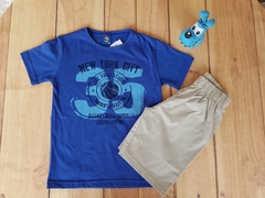 CONJUNTO INFANTIL MENINO CAMISETA NEW YORK CITY BERMUDA BEGE VERÃO PIPA - Loja online - moda feminina e infantil - LOJA FLORBELLE