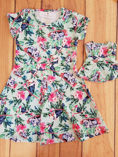 VESTIDO INFANTIL MENINA VERDE + VESTIDINHO BONECA TIME KIDS