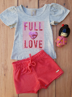 CONJUNTO INFANTIL MENINA COLORITTA BLUSA E SHORT FULL LOVE