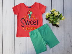 CONJUNTO INFANTIL MENINA BLUSA E BERMUDA SWEET ICE CREAM PIPA