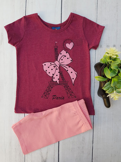 CONJUNTO INFANTIL MENINA BLUSA E BERMUDA TORRE PARIS PIPA - comprar online