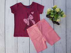 CONJUNTO INFANTIL MENINA BLUSA E BERMUDA TORRE PARIS PIPA