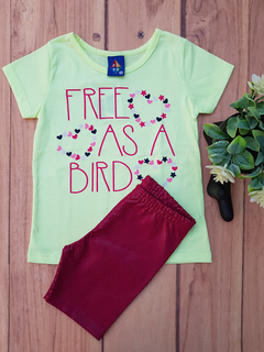 CONJUNTO INFANTIL MENINA BLUSA E BERMUDA FREE AS A BIRD PIPA - comprar online