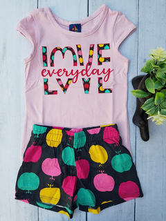 CONJUNTO INFANTIL MENINA REGATA + SHORT ESTAMPA LOVE PIPA