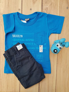 CONJUNTO INFANTIL MENINO CAMISETA BROOLLYN E BERMUDA SARJA MUNDI - loja online