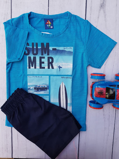 CONJUNTO INFANTIL MENINO CAMISETA SUMMER + BERMUDA VERÃO PIPA