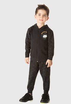 Imagem do CONJUNTO INFANTIL MENINO JAKI MALHAS MANGA LONGA MOLETOM ADVENTURE PRETO