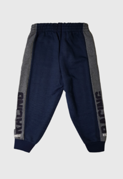 CALÇA INFANTIL MENINO MOLETOM COM RECORTE JAKI MALHAS AZUL MARINHO - comprar online