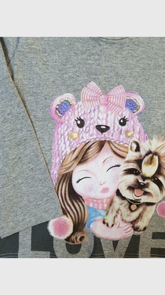 BLUSA INFANTIL MENINA JAKI MALHAS MANGA LONGA BONECA CINZA na internet