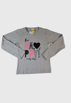 BLUSA INFANTIL MENINA JAKI MALHAS MANGA LONGA HAPPY CINZA - comprar online