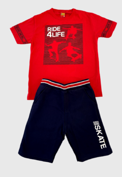 CONJUNTO INFANTIL MENINO CAMISETA + SHORT ESTAMPA RIDE 4LIFE KYLY