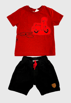 CONJUNTO INFANTIL MENINO CATAVENTO CAMISETA E SHORT BRIM MOTO