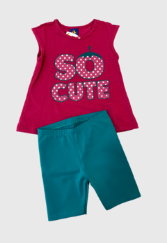 CONJUNTO INFANTIL MENINA BLUSA SÓ CUTE E BERMUDA COTON PIPA na internet