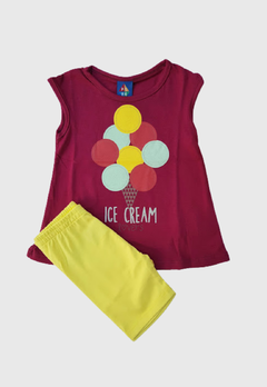 CONJUNTO INFANTIL MENINA BLUSA ICE CREAM E BERMUDA COTON PIPA nr 2