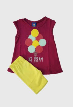 CONJUNTO INFANTIL MENINA BLUSA ICE CREAM E BERMUDA COTON PIPA nr 2 - loja online