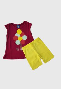 CONJUNTO INFANTIL MENINA BLUSA ICE CREAM E BERMUDA COTON PIPA nr 2 - comprar online