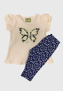 CONJUNTO INFANTIL MENINA BEBE BLUSA E CALÇA LEGGING BORBOLETA MILON Tamanho M - loja online