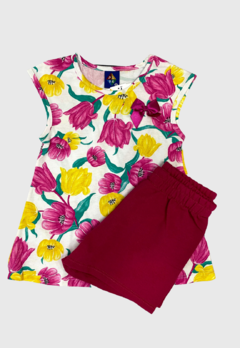 CONJUNTO INFANTIL MENINA BLUSA E SHORT FLOR PIPA nr 4