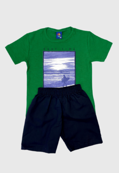 CONJUNTO INFANTIL MENINO CAMISETA SURFE TIME+ BERMUDA VERÃO PIPA - comprar online